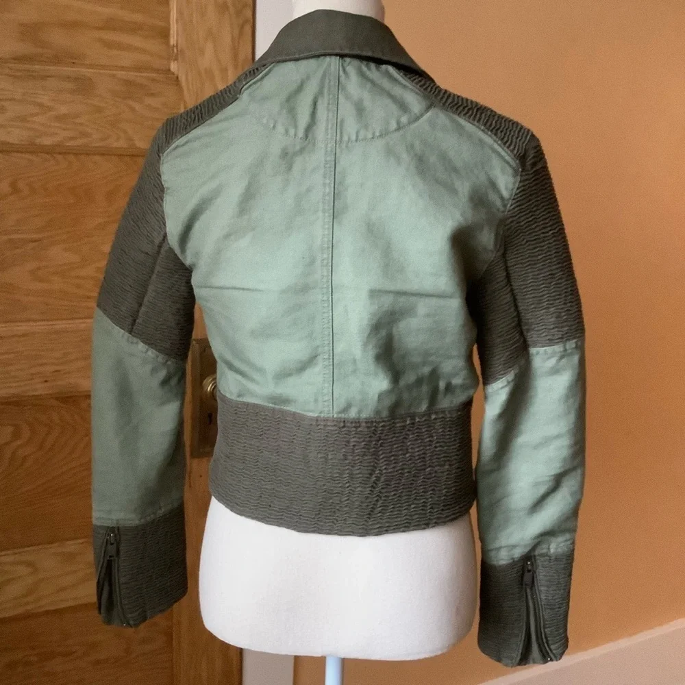 WILFRED FREE Olive Green Moto Jacket Size S - Picture 4 of 16